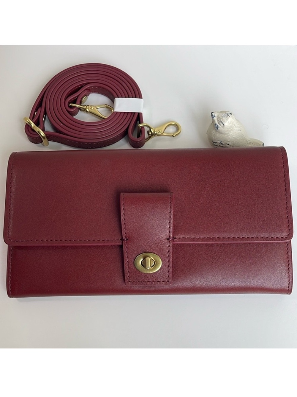 J.W. HULME Genuine Leather Turnlock Wallet Crossbody Bag